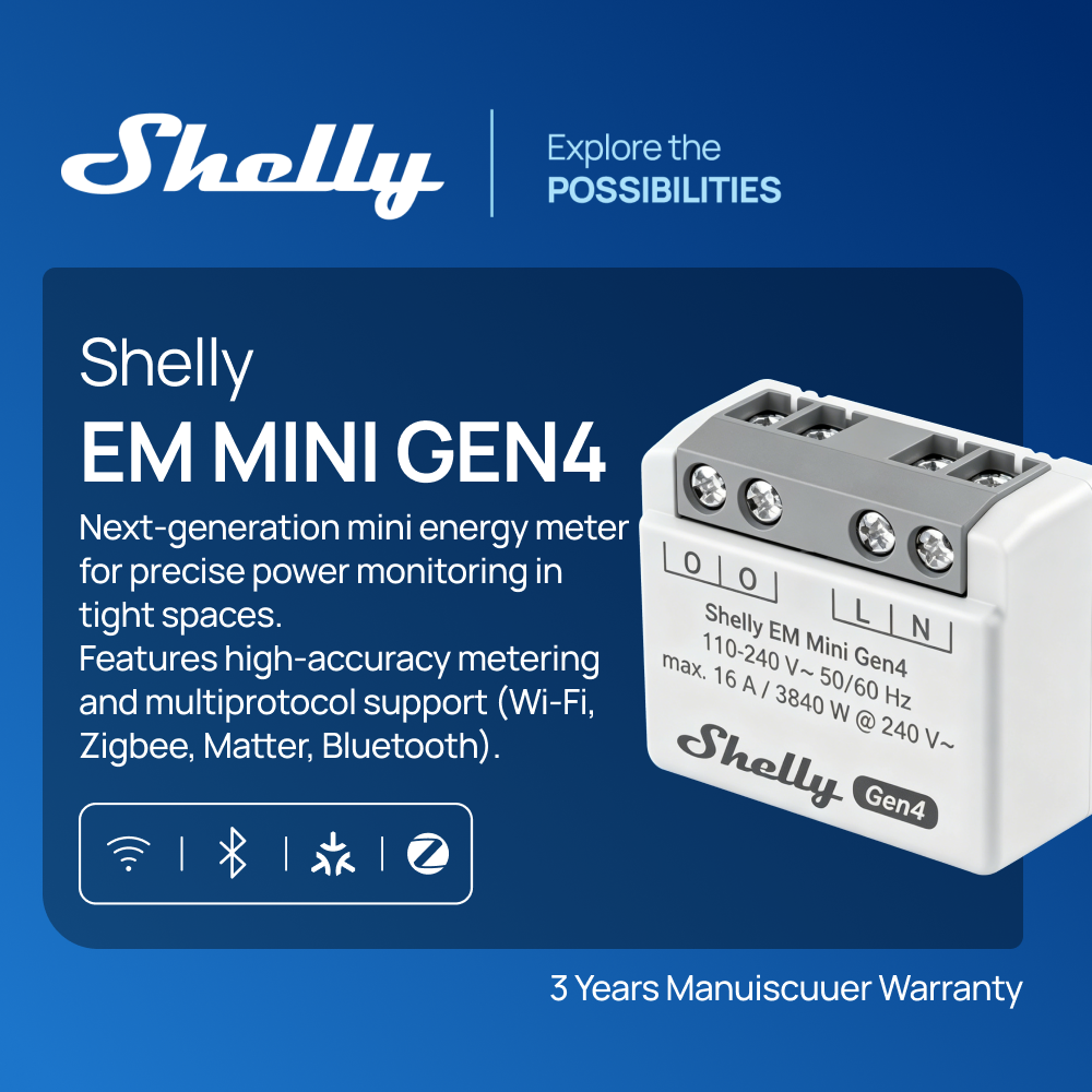Shelly EM Mini Gen4 Matter Com - огляд і ціна Shelly Relay Module