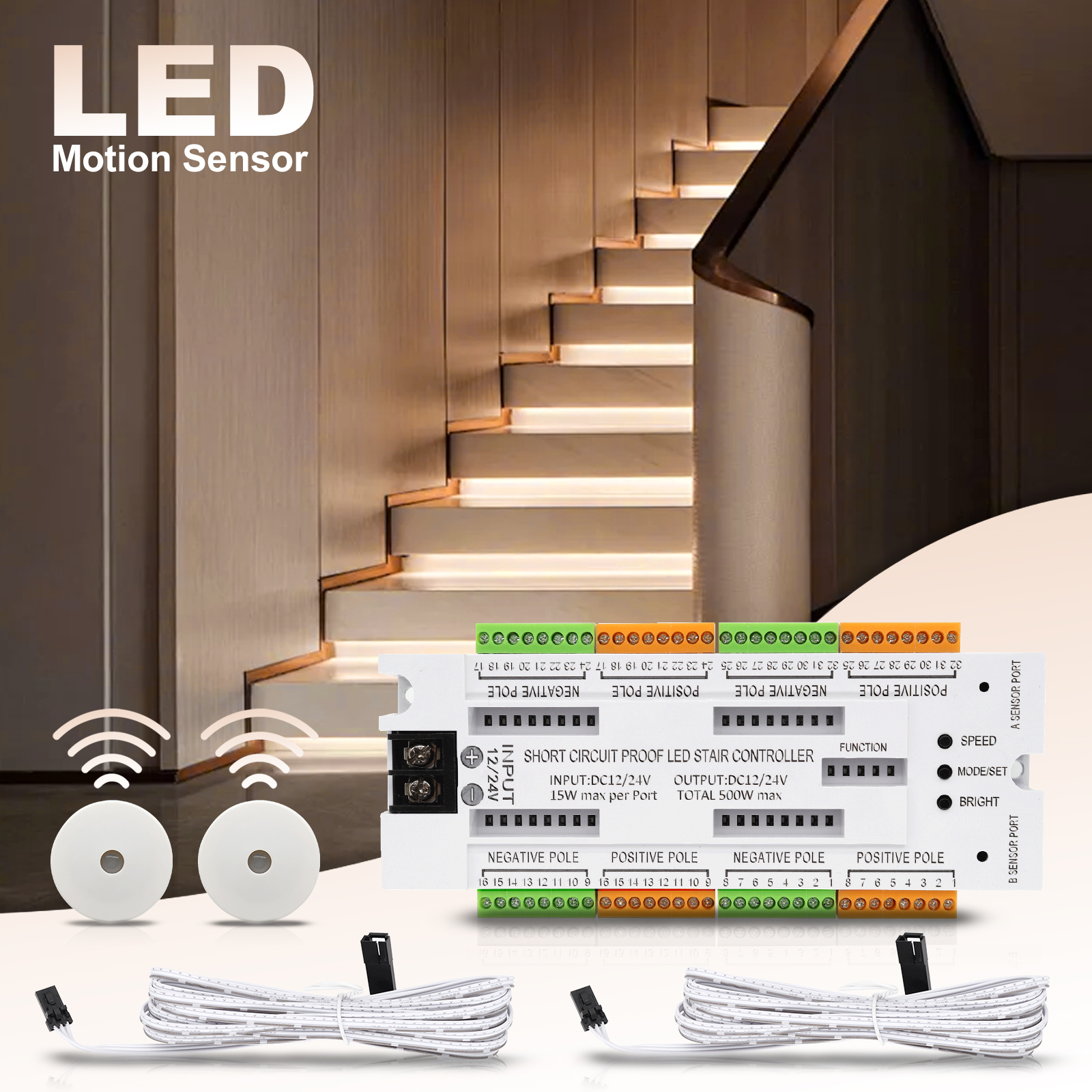 1-32 Steps Indoor Stair Light  - огляд і ціна Motion Sensor Pir Wired